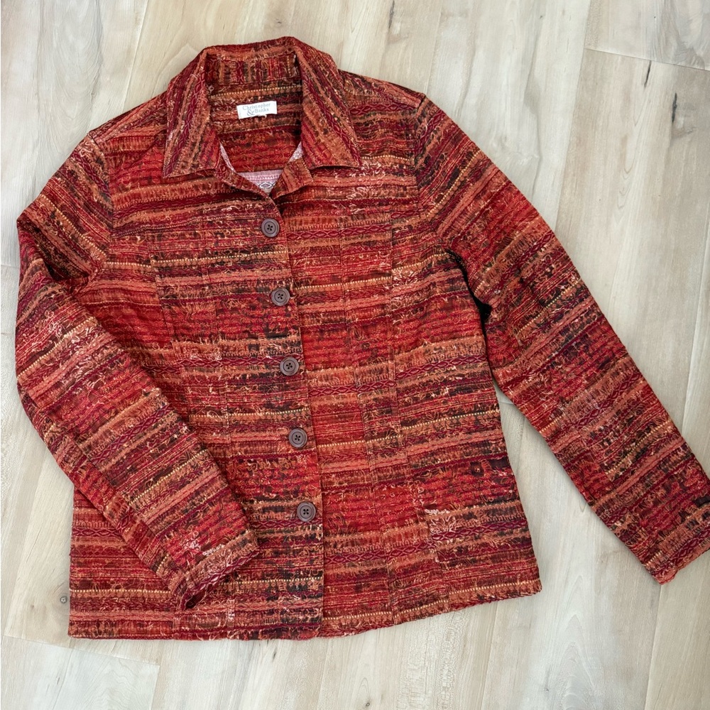 Christopher & Banks Multicolor Textured Boho/Southwest style Blazer